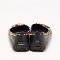 Louis Vuitton Black Leather Zipper Trim Oxford Ballet Flats Size 40