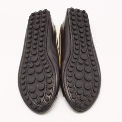 Louis Vuitton Black Leather Zipper Trim Oxford Ballet Flats Size 40
