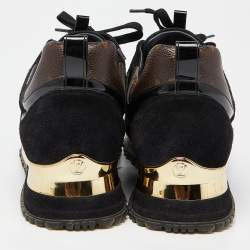 Louis Vuitton Brown/Black Monogram Canvas,Mesh and Leather Run Away Sneakers Size 38