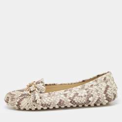Louis Vuitton Brown/Beige Python Monte Carlo Loafers Size 39.5