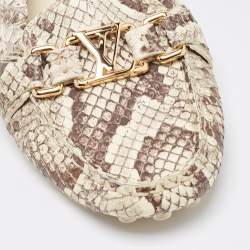 Louis Vuitton Brown/Beige Python Monte Carlo Loafers Size 39.5