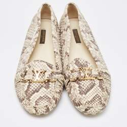 Louis Vuitton Brown/Beige Python Monte Carlo Loafers Size 39.5
