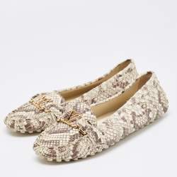 Louis Vuitton Brown/Beige Python Monte Carlo Loafers Size 39.5