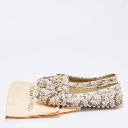 Louis Vuitton Brown/Beige Python Monte Carlo Loafers Size 39.5