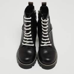Pre Owned Louis Vuitton Black Leather Star Trail Ankle Boots Size 37