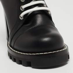 Pre Owned Louis Vuitton Black Leather Star Trail Ankle Boots Size 37