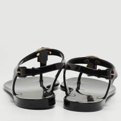 Louis Vuitton Black Rubber Bikini Flat Sandals Size 38