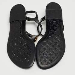 Louis Vuitton Black Rubber Bikini Flat Sandals Size 38