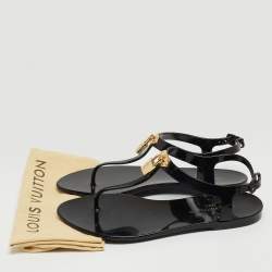 Louis Vuitton Black Rubber Bikini Flat Sandals Size 38