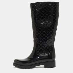 Louis Vuitton Monogram Rubber Splash Rain Boots Shoes Women 37 Black No Box