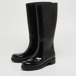 Louis Vuitton Black Monogram Rubber Rain Boots Size 40 Louis