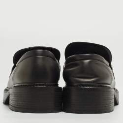 Louis Vuitton Brown/Black Monogram Canvas and Leather Loafers Size 38.5