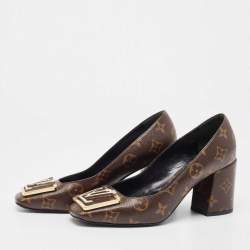 Pre Owned Louis Vuitton Brown Monogram Canvas Madeleine Pumps Size 37