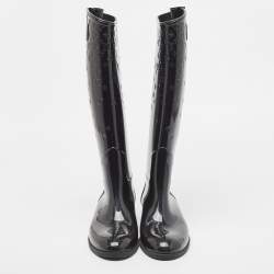 Louis Vuitton Black Monogram Rubber Rain Boots Size 40