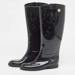 Louis Vuitton Black Monogram Rubber Rain Boots Size 40
