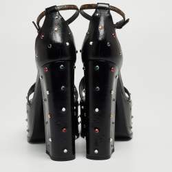 Louis Vuitton Black Leather Studded Fame Sandals Size 38.5