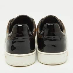 Louis Vuitton Brown/Black Monogram Canvas and Patent Leather Frontrow Sneakers Size 36