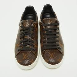 Louis Vuitton Brown/Black Monogram Canvas and Patent Leather Frontrow Sneakers Size 36