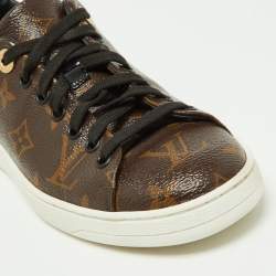 Louis Vuitton Brown/Black Monogram Canvas and Patent Leather Frontrow Sneakers Size 36