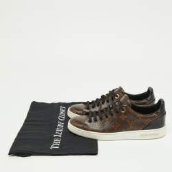 Louis Vuitton Brown/Black Monogram Canvas and Patent Leather Frontrow Sneakers Size 36