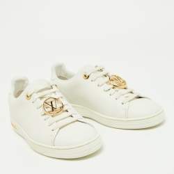 Louis Vuitton White/Gold Leather Frontrow Sneakers Size 36
