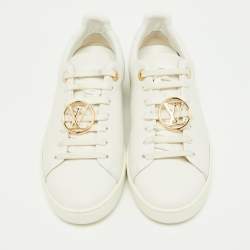 Louis Vuitton White/Gold Leather Frontrow Sneakers Size 36