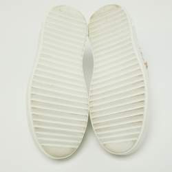 Louis Vuitton White/Gold Monogram Embossed Leather Time Out Sneakers Size 36