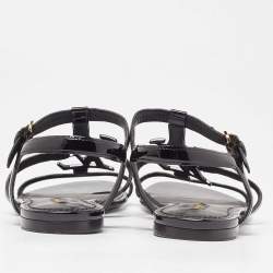 Pre Owned Louis Vuitton Black Patent Leather Paradiso Flat Sandals Size 38