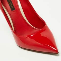 Pre Owned Louis Vuitton Red Patent Leather Eyeline Pointed Toe Pumps Size 37