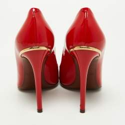 Pre Owned Louis Vuitton Red Patent Leather Eyeline Pointed Toe Pumps Size 37