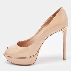 Louis Vuitton Beige Patent Leather Eyeline Pumps Size 37