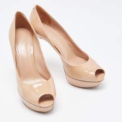 Louis Vuitton Beige Patent Leather Eyeline Pumps Size 37