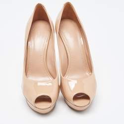 Louis Vuitton Beige Patent Leather Eyeline Pumps Size 37