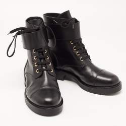 مملوكة مسبقًا Louis Vuitton Black Leather Lace Up Ankle Boots Size 37