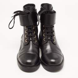 مملوكة مسبقًا Louis Vuitton Black Leather Lace Up Ankle Boots Size 37