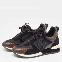 Louis Vuitton Black/Brown Monogram Canvas, Suede and Mesh Run Away Low Top Sneakers Size 37.5