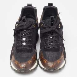 Louis Vuitton Black/Brown Monogram Canvas, Suede and Mesh Run Away Low Top Sneakers Size 37.5