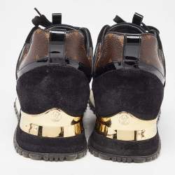 Louis Vuitton Black/Brown Monogram Canvas, Suede and Mesh Run Away Low Top Sneakers Size 37.5