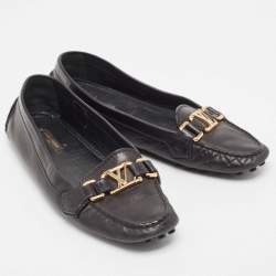 Louis Vuitton Black Leather Oxford Loafers Size 37.5