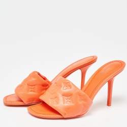 Louis Vuitton Orange Monogram Leather Revival Open Toe Slide Sandals Size 36