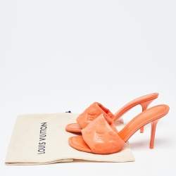 Louis Vuitton Orange Monogram Leather Revival Open Toe Slide Sandals Size 36