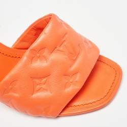 Louis Vuitton Orange Monogram Leather Revival Open Toe Slide Sandals Size 36