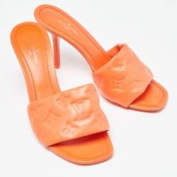 Louis Vuitton Orange Monogram Leather Revival Open Toe Slide Sandals Size 36
