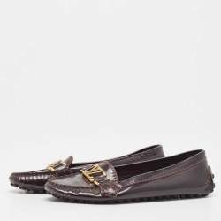 Louis Vuitton Burgundy Patent Leather Oxford Loafers Size 36