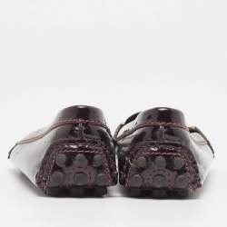 Louis Vuitton Burgundy Patent Leather Oxford Loafers Size 36