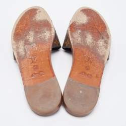 Louis Vuitton Brown Canvas Lock It Flat Slides Size 36 