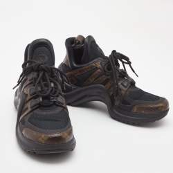 Louis Vuitton Black/Brown Mesh and Monogram Canvas Archlight Sneakers Size 40