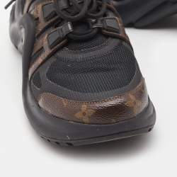 Louis Vuitton Black/Brown Mesh and Monogram Canvas Archlight Sneakers Size 40