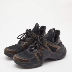 Louis Vuitton Black/Brown Mesh and Monogram Canvas Archlight Sneakers Size 40