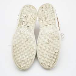 Louis Vuitton Two Tone Leather and Coarse Glitter Frontrow Sneakers Size 35